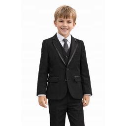Garnitur Chłopięcy 5cz Czarny Slim r. 140/146 Marynarka