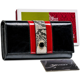 Portfel skórzany Peterson czerwony wężowy wzór PTN ST-467