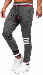 Grafitowe spodnie męskie joggery dresowe Denley 7033
