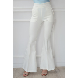 Spodnie dzwony w kant kremowe Darios