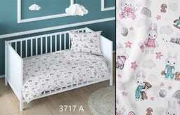 KARO Poszewka bawełniana 40x40 króliki biała różowa dziecięca