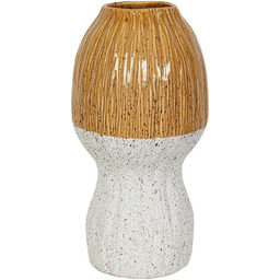 Romimex Wazon żółty biały ceramiczny 19 x 37
