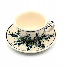 Filiżanka ze spodkiem 0,22 L DEK.1208, borówki, Ceramika