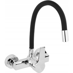 Bateria Zlewozmywakowa Ścienna Z Elastyczną Wylewką Flexible Black