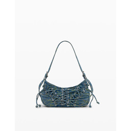 Średnia pleciona torba jeansowa