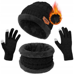ZESTAW 3 w 1 ZIMOWY CZAPKA RĘKAWICZKI KOMIN