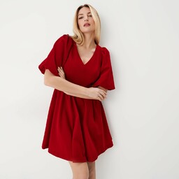 Mohito - Welurowa czerwona sukienka mini - Czerwony