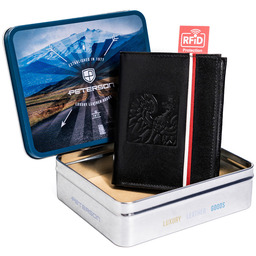 Portfel skórzany Peterson motyw patriotyczny PTN 303P-02 czarny