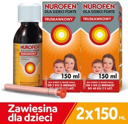 Zestawy 2x Nurofen dla dzieci Forte truskawkowy, 150ml