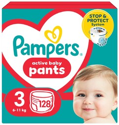 Pieluchomajtki Pampers Active Baby, rozmiar 3, pieluszki 128,