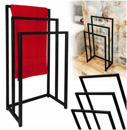 Wieszak Loft Metalowy Stojak Na Ręczniki Stojący Czarny