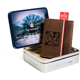 Portfel skórzany Peterson motyw patriotyczny PTN 303P-02 brązowy