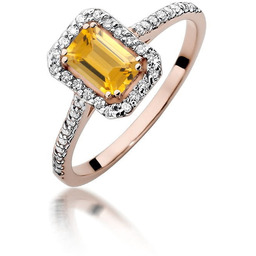 Złoty pierścionek Cytryn 0,60ct różowe złoto pr. 585