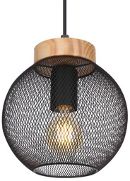 Globo Wisząca lampa Pablo 15663H okrągła czarna drewniana
