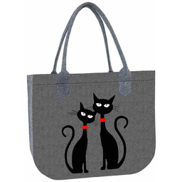 Duża damska torba filcowa Lady Czarne Koty