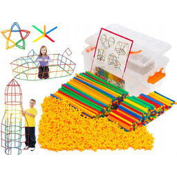 Klocki Konstrukcyjne Słomki Patyczki Rurki 700 El