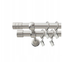 Karnisz podwójny metalowy satyna 250 cm fi 19