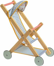 JC Toys Kolekcja Parfait Deluxe drewniany wózek zabawkowy
