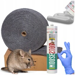 Zestaw do Zwalczania Mysz Masa Uszczelniająca Mousestop Wełna