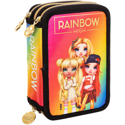 Piórnik z wyposażeniem trzykomorowy dla dziewczynki, Rainbow High