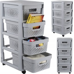 Regał Komoda Szafka Półka Kosze 4X11L Kółka Curver