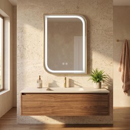 Rea Lustro ścienne LED ZONE 80X60 Złoty Szczotkowany