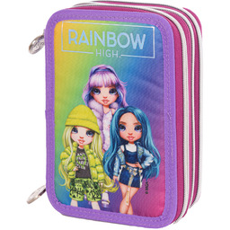 Piórnik z wyposażeniem trzykomorowy dla dziewczynki, Rainbow High