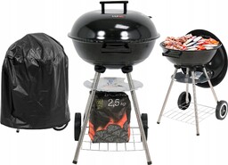 Grill Ogrodowy Węglowy Ruszt Stalowy Okrągły 41CM Pokrywa