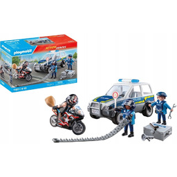 Playmobil Blokada policyjna Auto z motocyklem Policja 71811