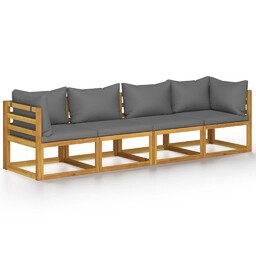 Emaga 4-osobowa sofa ogrodowa z poduszkami, lite drewno