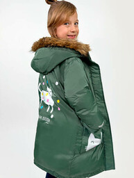 Płaszcz Kurtka Parka zimowa dla dziewczynki z kapturem