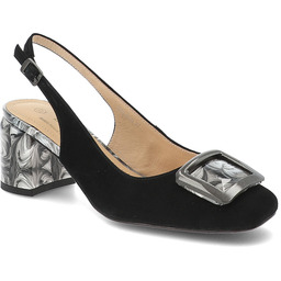 S.Barski Czółenka damskie, ze skóry naturalnej zamszowej odkryta