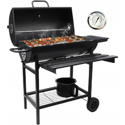 Grill Gril Ogrodowy Węglowy Pokrywa Popielnik Termometr Duży