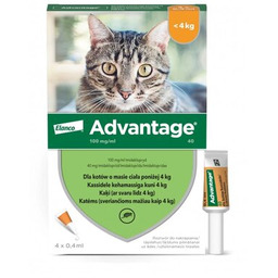 Bayer Advantage Roztwór Do Nakrapiania Dla Kotów 4x0,4ml