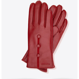 Damskie rękawiczki skórzane z ociepleniem czerwone