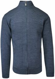 Sweter Wełniany, Niebieski Męski, Zapinany na Zamek,