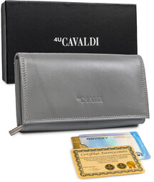 Duży praktyczny skórzany portfel damski 4U Cavaldi