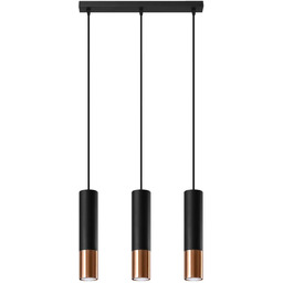 Lampa wisząca LOOPEZ 3L czarny/miedź SL.0948 - Sollux