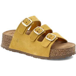 Yokono Klapki damskie, cholewka ze skóry naturalnej zamszowej