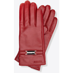 Damskie rękawiczki ze skóry naturalnej z ozdobnym paskiem