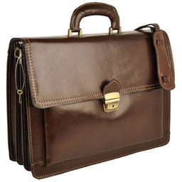 Aktówka męska skórzana - Barberini''s - Brązowa ciemna