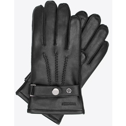 Rękawiczki ze skóry naturalnej z dekoracyjnymi przeszyciami czarne