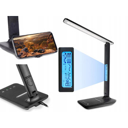 Lampka Led Na Biurko Biurkowa Szkolna Zegar Termometr
