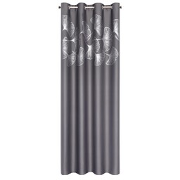 Eurofirany Zasłona 140x250 Harmony grafitowa liście miłorzębu gotowa