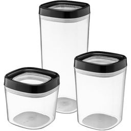 Zestaw pojemników kwadratowych Duna czarne, 3 szt.