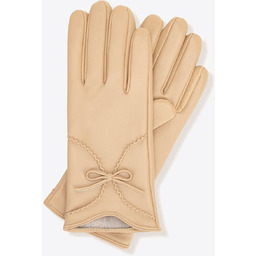 Damskie rękawiczki z naturalnej skóry owczej ocieplane beżowe