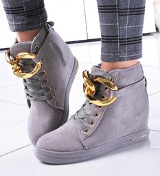 Szare sneakersy damskie na koturnie