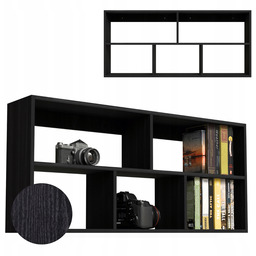 Półka Wisząca Ścienna Modułowa Na Książki Czarne Drewno