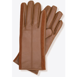 Damskie rękawiczki z naturalnej skóry owczej gładkie brązowe