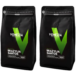 Kawa Ziarnista Venezia BRAZYLIA SANTOS Świeżo Palona 2x500g